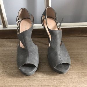 Heeled Grey peeptoe booties
